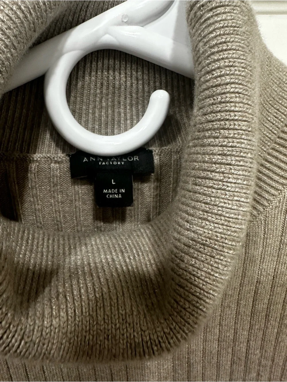 Ann Taylor Ribbed Taupe Turtleneck Sweater
